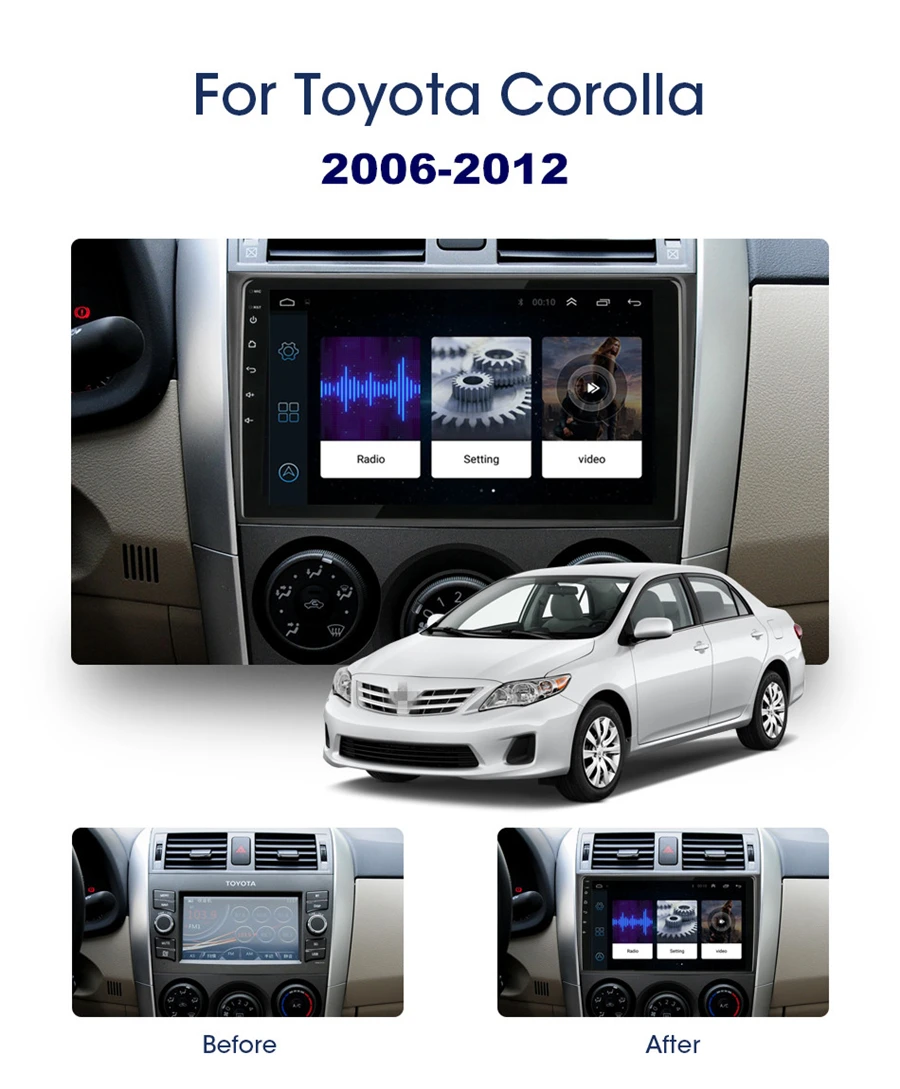 Для Toyota Corolla 2006-2012 9''2+ 32GB Android стерео радио gps wifi 3g 4G BT DAB Mirror Link OBD