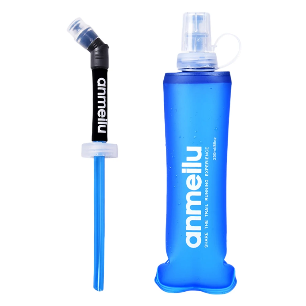 New 500/250ML Collapsible Water Bottle Reusable Drinking Water Bottle Anti Leakage With Straws For Travel Outdoor Sports Camping