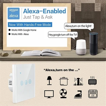 

1/2/3/4 Gang TUYA WiFi Smart Touch Switch 170-240V Home Wall Button For Alexa And Google Home Assistant EU Standard Smart Life
