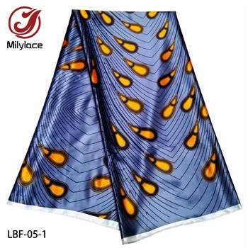 

Latest African Printing Silk Imitated Fabric 5 yards Polyester Digital Printing Silk-Like Fabric Ankara Style for clothes LBF-05