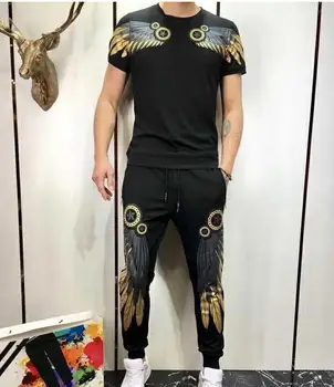 

new summer slim fit tracksuit two piece set handsome set two pieces 2020 new