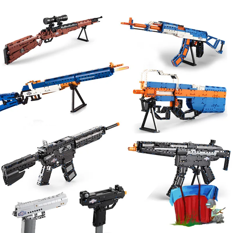 

Double e Cracking Take Building Blocks Rifle-Emission Bullets Sniper Rifle Building Blocks Toy Gun 98k Mauser Jedi Chicken