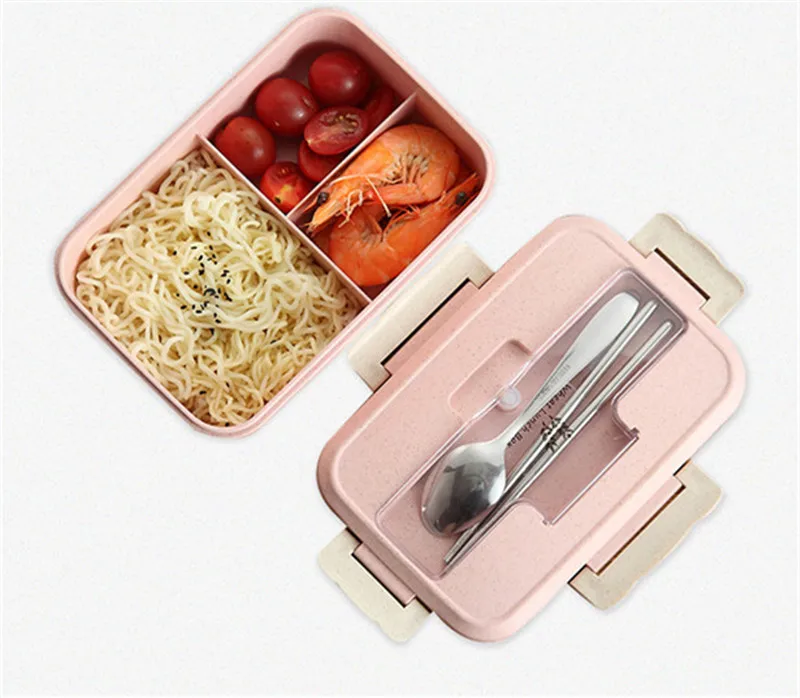 Microwave Lunch Box Wheat Straw Dinnerware Food Storage Container Children Kids School Office Portable Bento Box