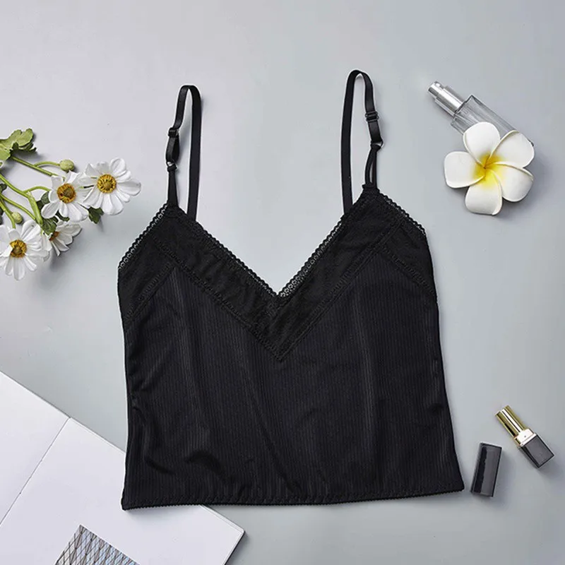 Кружевной ремень обернутый грудь рубашка Топ нижнее белье дамы Camisole женщин летний укороченный топ