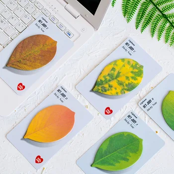 

30 pcs/Lot Leaf sticky memo note Decoration Adhesive paper notes Green Dried color Leaves Sticker bookmark Office School A6953