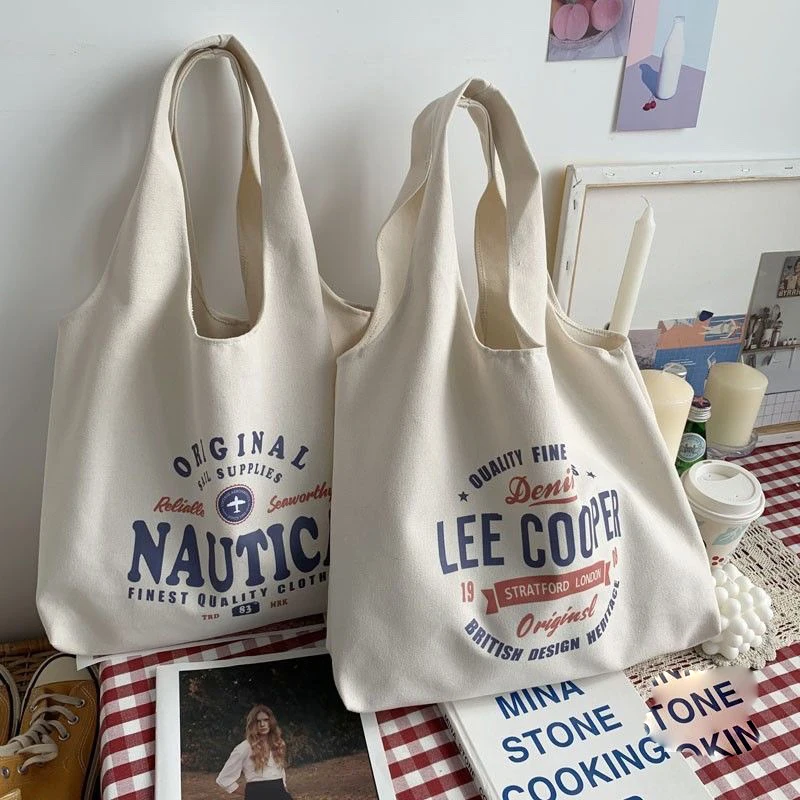 Ladies Handbag Canvas Shoulder Bag Large Capacity Simple Versatile Student Shopping Tote