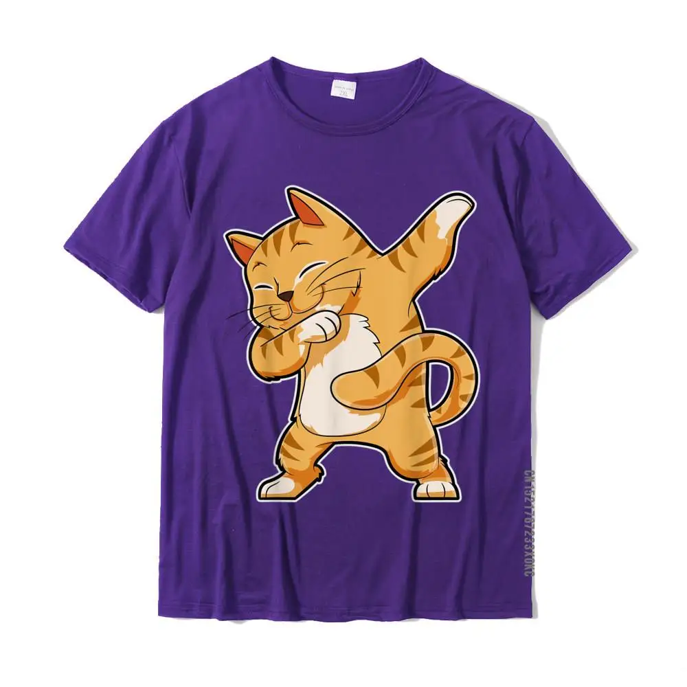 Tops T Shirt Design NEW YEAR DAY Cute Printed Short Sleeve Pure Cotton O-Neck Men T Shirt Printed Tee Shirt Drop Shipping Dabbing Cat Funny Boys Kids Girls Kitty Kitten Dab Dance T-Shirt__MZ22046 purple