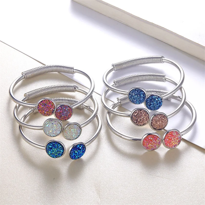 

UMKA 2019 Hot New Fashion Adjustable Crystal Double Round Bow Bilezik Cuff Opening Bracelet For Women Jewelry Gift Mujer Pulsera