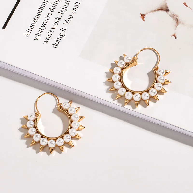 ZG имитация жемчуга солнце круглые Висячие серьги-кольца модные трендовые массивные серьги для женщин Oorbellen подарок Сери