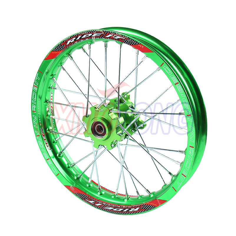 Green Pit Bike Racing 1.40 14" Inch Alloy Front Wheel Rim With Cnc