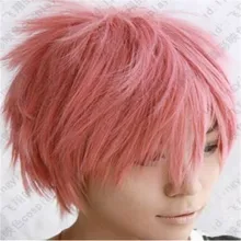 NEW fairy tail Natsu Dragneel short pink cosplay party wig