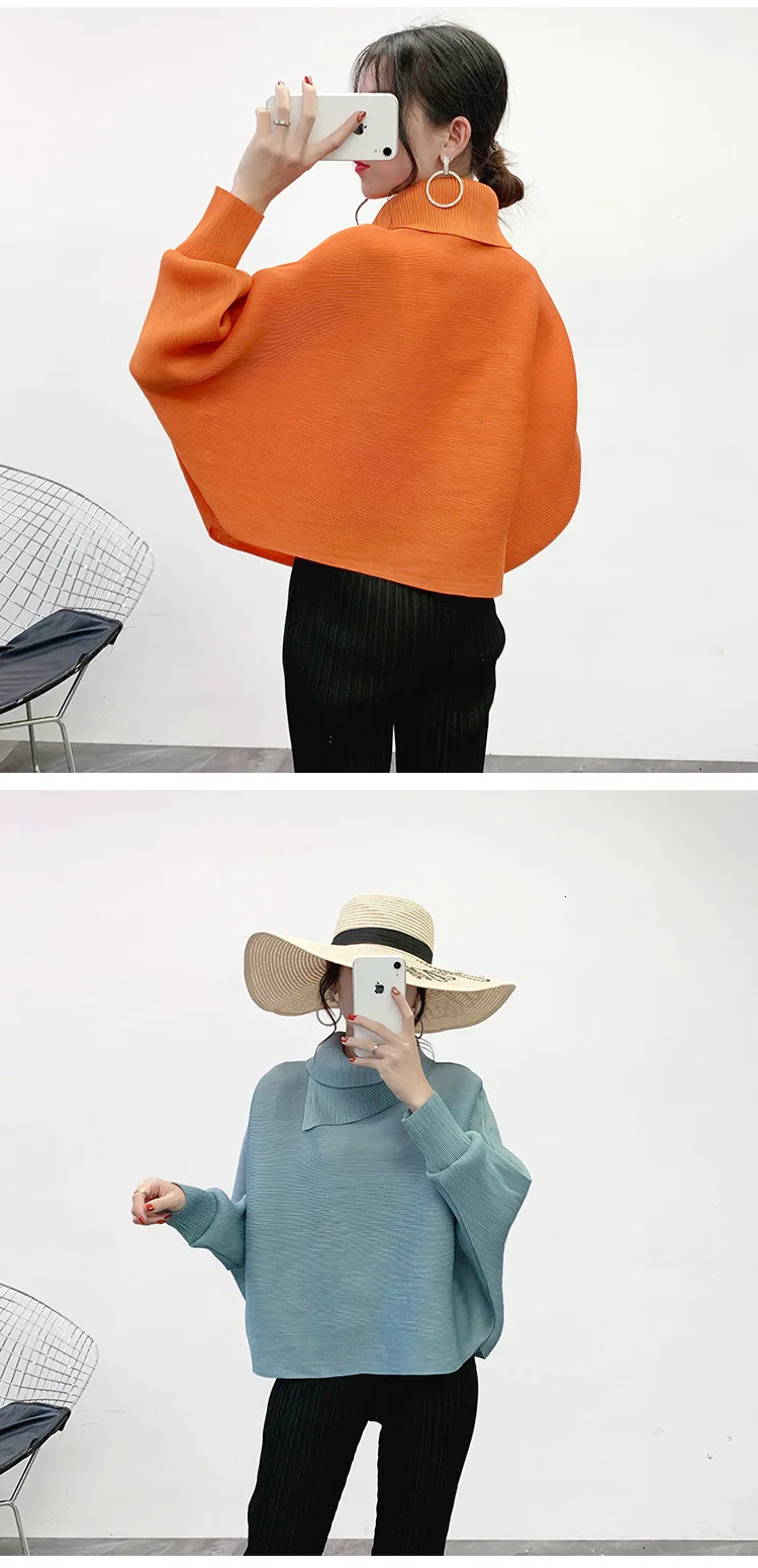 TVVOVVIN New Scarf Collar Batwing Sleeves Pullover Twice Pleated Thickness Loose Autumn And Winter Sweatshirt B513