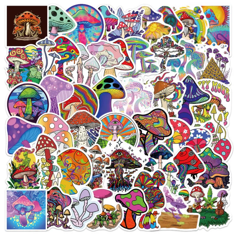 

10/30/50pcs Mushroom Psychedelic Cartoon Graffiti Stickers Funny Aesthetic Art Cute Plants Stickers Diy Laptop Decal Stickers