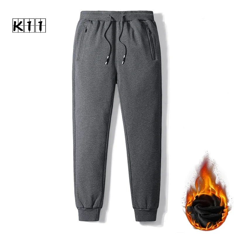 6XL Men's Sweatpants Winter Trousers Slim Men Plus Velvet Padded Warm Lightweight Pants Solid Trend Thicken Sports Jogges,ZA437 mens running pants Sweatpants