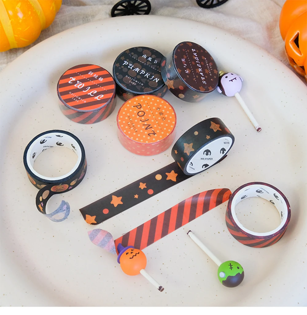

Halloween Theme Washi Tape 1.5cm*3m Journaling Writing Memory Deco Gift Label Ins Masking Tapes Easy To Tear