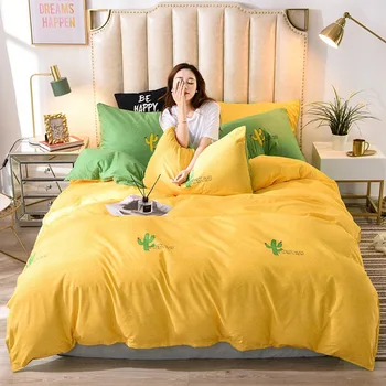 

Home Textile Plants Cactus Bed Cover Set Skin-friendly Soft Bedding Set Guest Bedclothes Kids Bed Quilt Cover Pillowcase Sheet