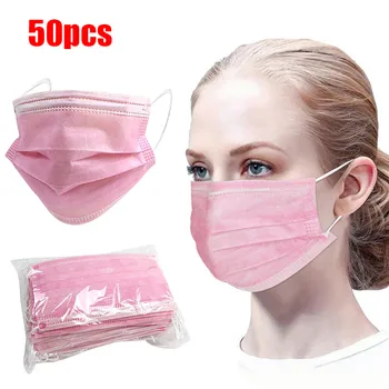 

In Stock! 50 Pcs Disposable Mondmasker Earloop Face Mouth Masks Mouth Mask Non-woven Melt Blown 3-layer Mascarilla mascarilas