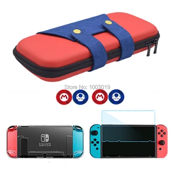 

Carrying Bag Portable Case for Nintend Switch & Tempered Glass Film & Crystal Hard Case & 2 Analog Caps for Nintend Switch NS