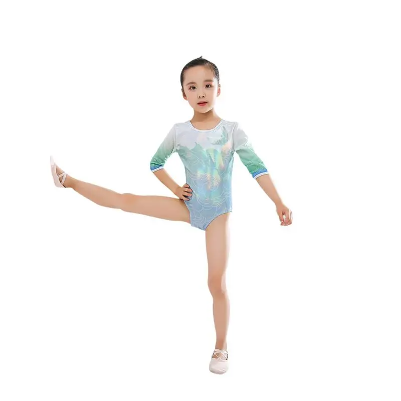 Детский комбинезон, Одежда для танцев, рукав три четверти, гимнастический купальник, костюм для балета