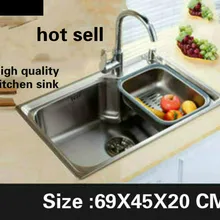 Tangwu Высококачественная кухонная раковина пищевая 304 нержавеющая сталь большой однослотовый общий растяжимый 69x45x20 см