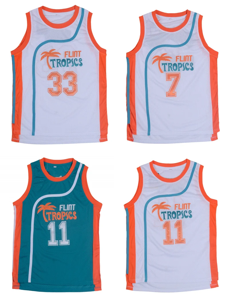 Movie Flint Tropics Coffee Black 7# Monix 11# Moon 33# Pro Basketball Jersey Cosplay basketball jerseys