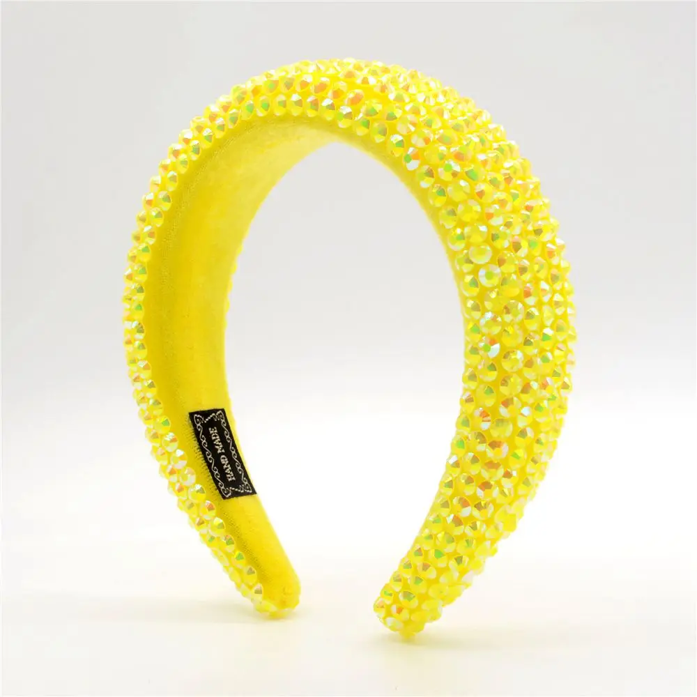 Exquisite Handmade Acrylic Color Beads Hair Hoop Sweet Hairband Headband Rehinestone Sponge Trend Fashion Hair Accessories