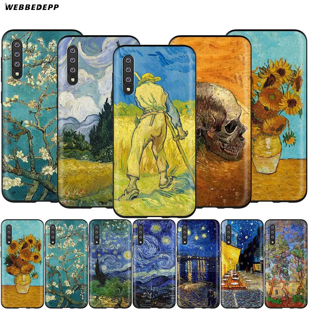 

Webbedepp Van Gogh Skull Tardis Case for Samsung Galaxy S7 S8 S9 S10 Plus Edge Note 10 8 9 A10 A20 A30 A40 A50 A60 A70