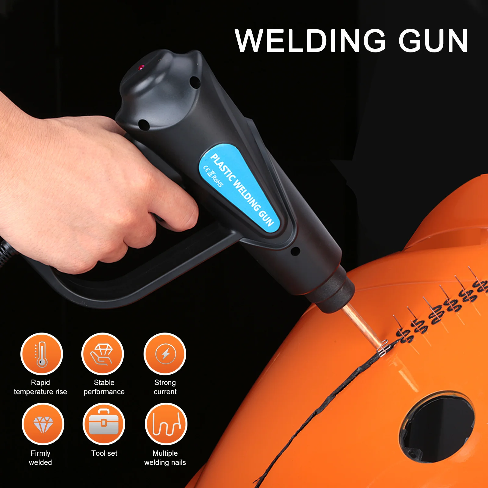 Plastic welding machine 70W Hot Stapler Plastic welding machine plastic bumper soldering iron garage tools Car bumper Repair kits PVC welder gun