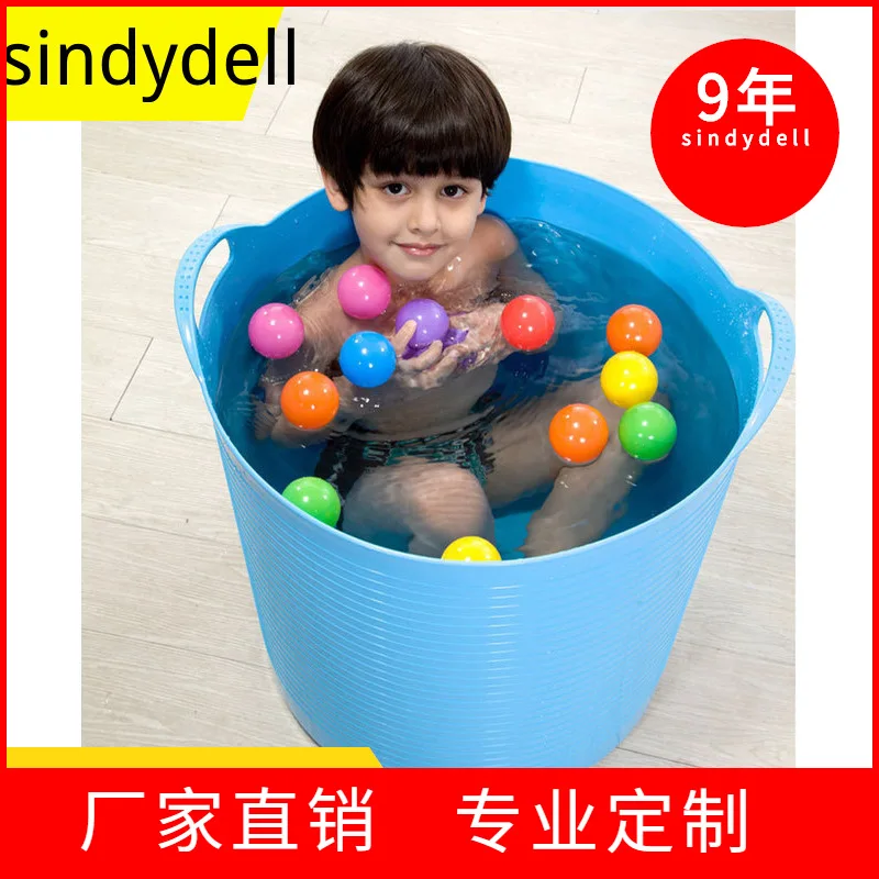 

Factory Sales Large Size Children Tub Children Plastic Bath Bucket Baby Soft Silcone Bath Bucket Bath Barrel Bath Basin