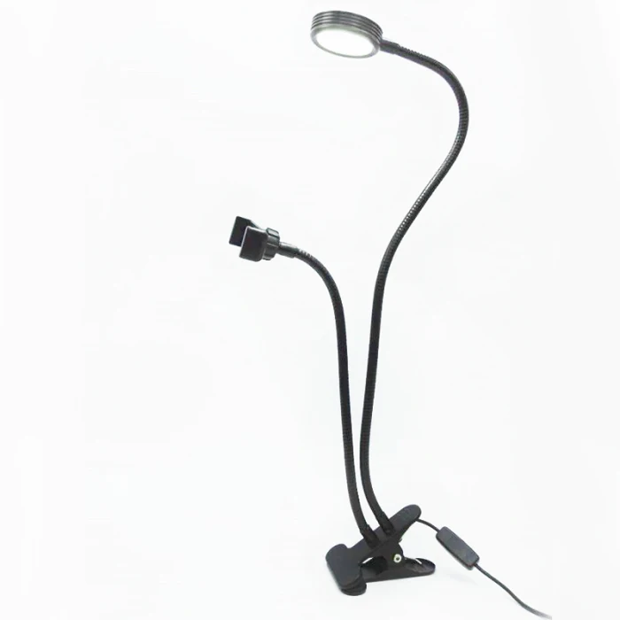 Phone Holder Clip Stand With Selfie Ring Light LED Desk Lamp for Live Stream Lazy Bracket GV99