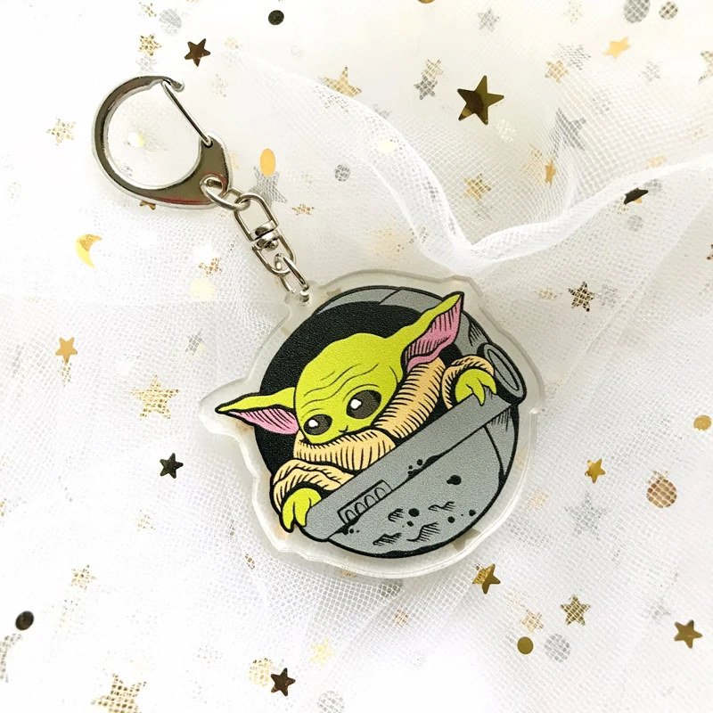 

Figure Baby yoda Cartoon Waterproof Keychain Phone Bag Car Key Chain Keyrings Toy Accessories Gift For Kids
