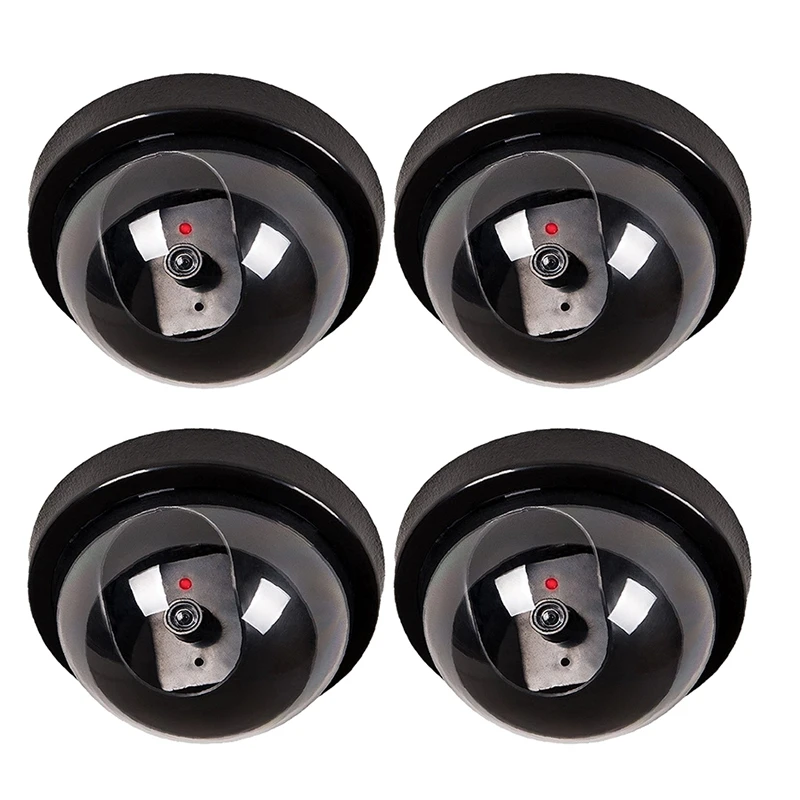 

Dummy Fake Security Cctv Dome Camera With Flashing Red Led Light With Warning Security Alert Sticker Decals 4 Packs