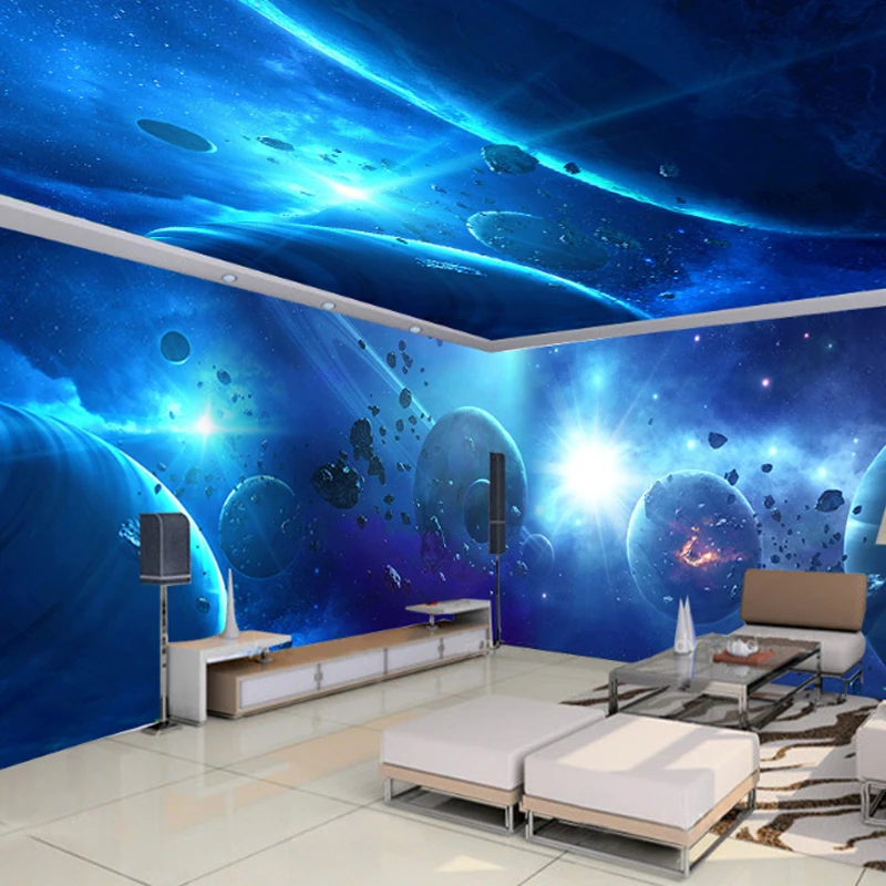 Starry sky wallpaper Galaxy dream 3D KTV decoration ceiling background wall cloth Internet cafe mural | Обустройство дома