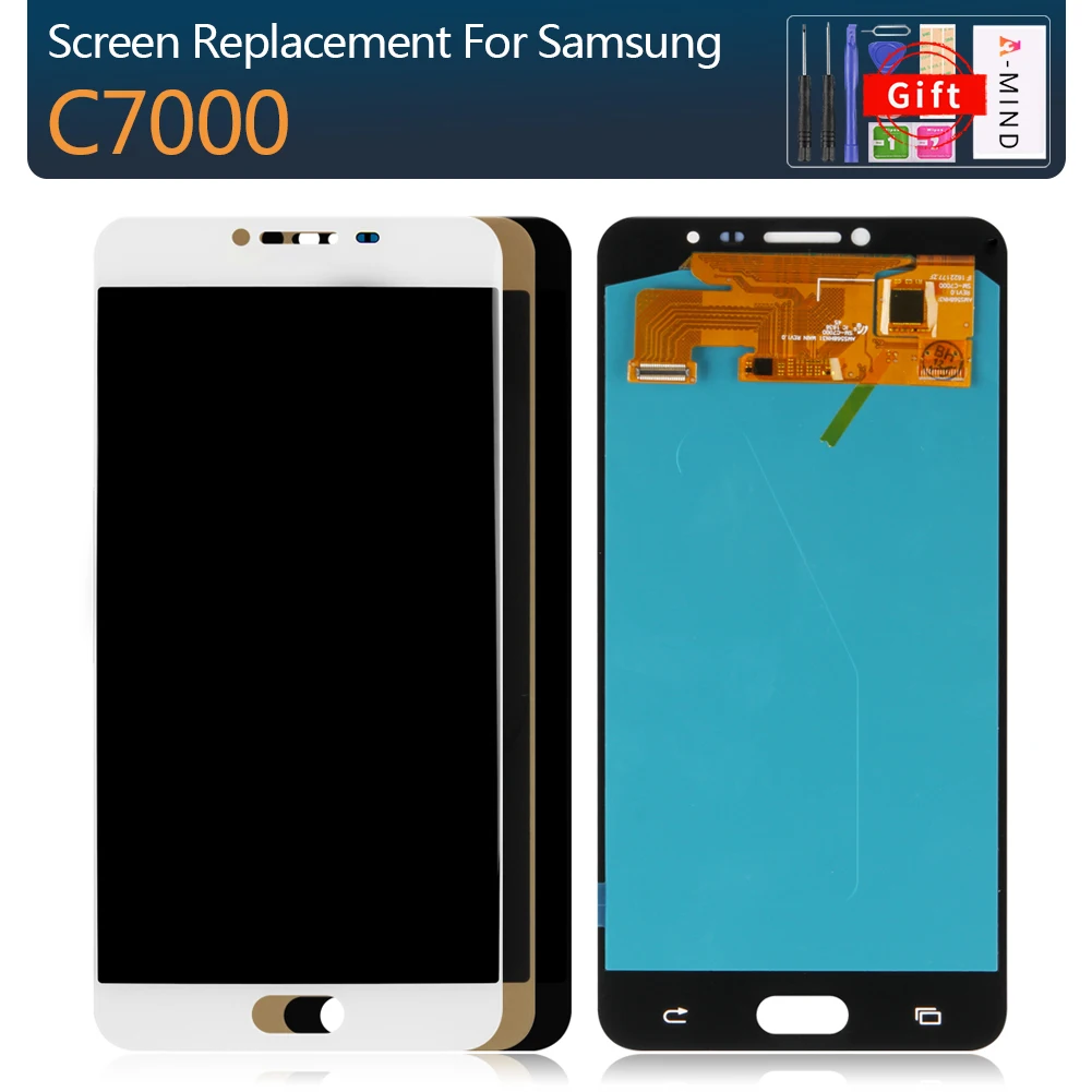 

For Samsung Galaxy C7 C7000 SM-C7000 AMOLED Phones LCDS Display Touch Screen Full Digitizer Assembly LCD Sensor Replacement