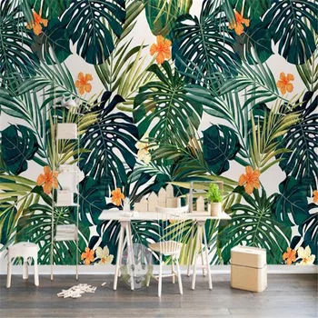 

milofi custom large wallpaper mural 3D Nordic simple tropical plant leaf background wallpaper mural
