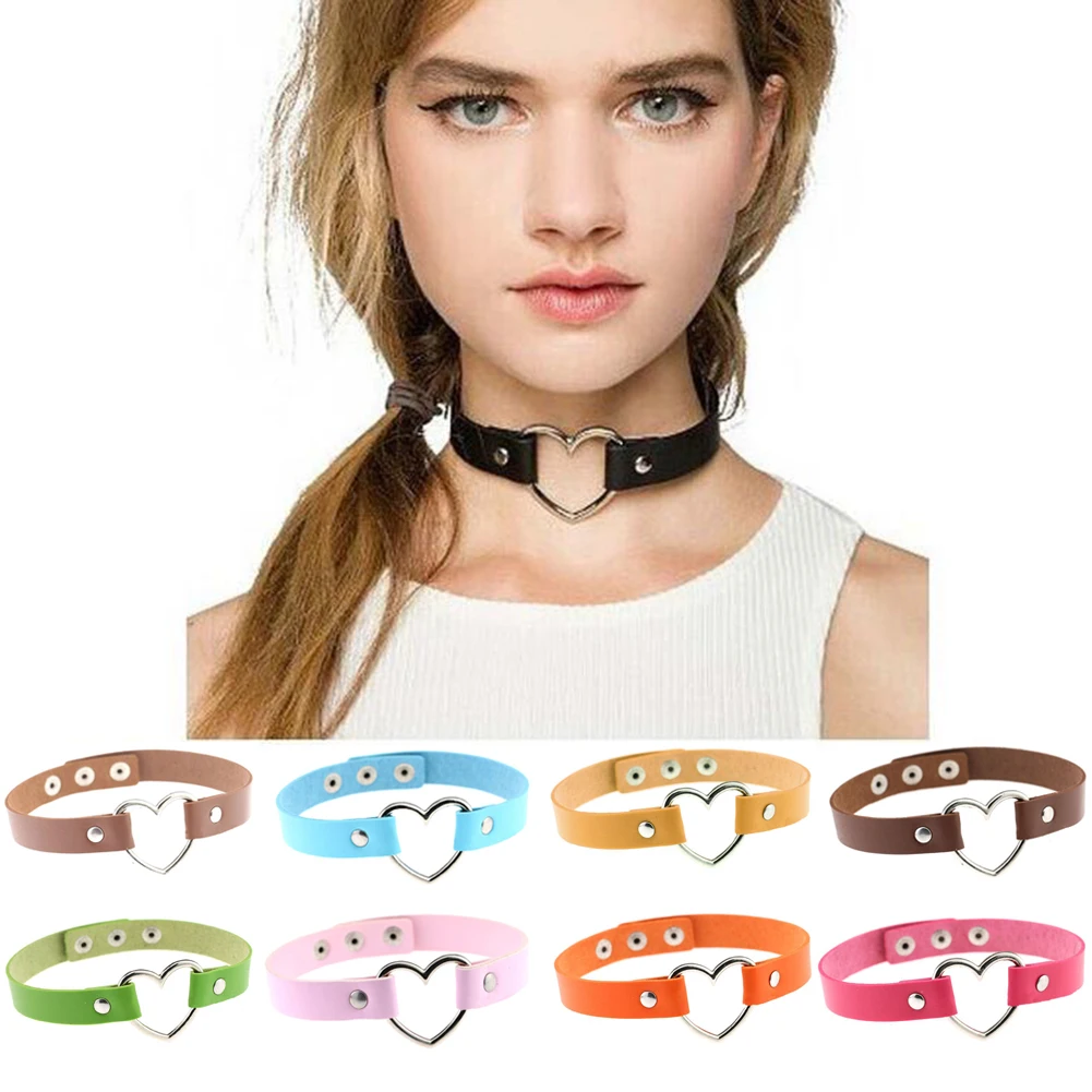 Punk Sexy Bondage Collar Neckband Necklace Women Clavicle Heart Choker