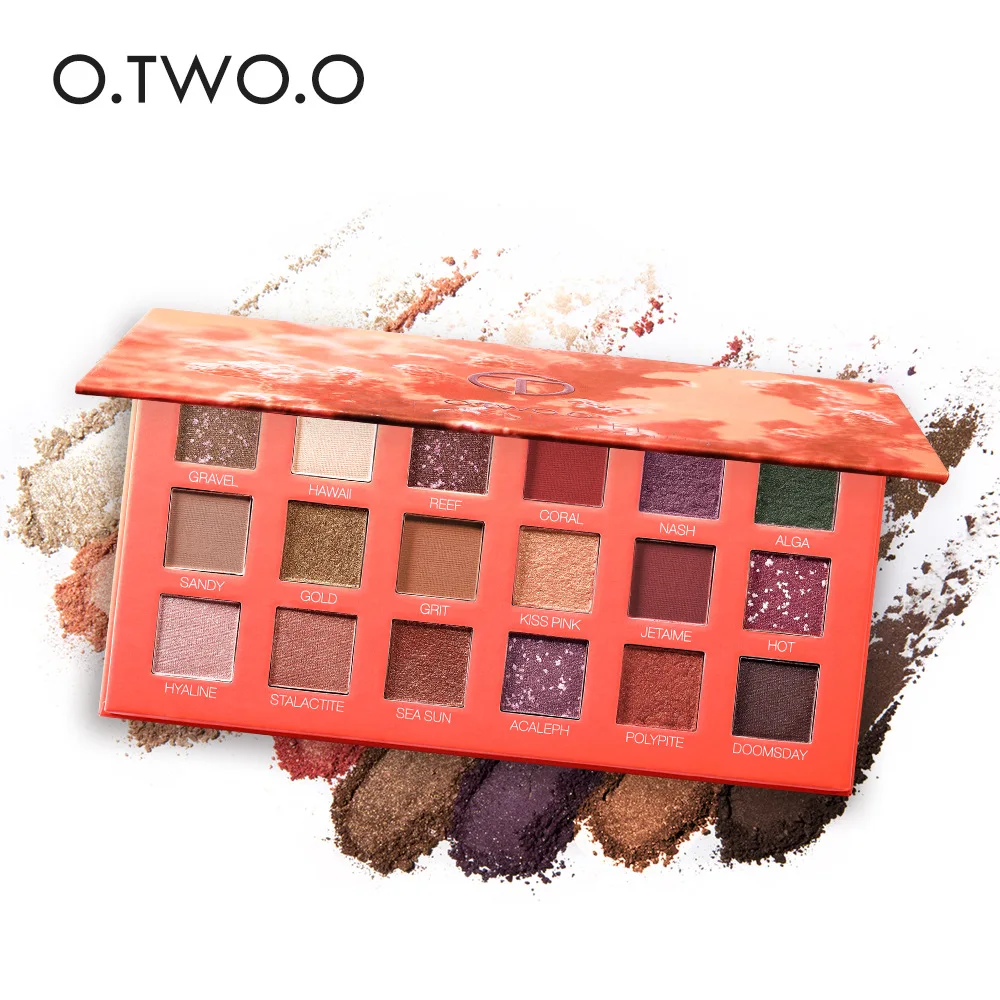 O.TWO.O, 18 цветов, тени для век, матовые, мерцающие, пигмент, пудра, стойкий макияж, коричневый, фиолетовый, тени для век, макияж, палитра, Новое поступление