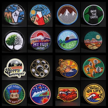 

Landscape Snow Mountain Desert tree Sunset Sky Embroidered Iron Applique on Mount, Fuji Japan Patches, Diy Badges