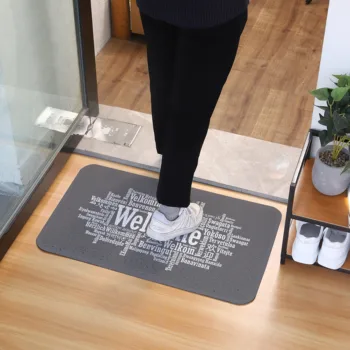 

Welcome Door Mat PVC High Elasticity Soft Floor Mat Non-slip Entrance Doormat Modern Home Decoration High Quality Silk Loop Mats