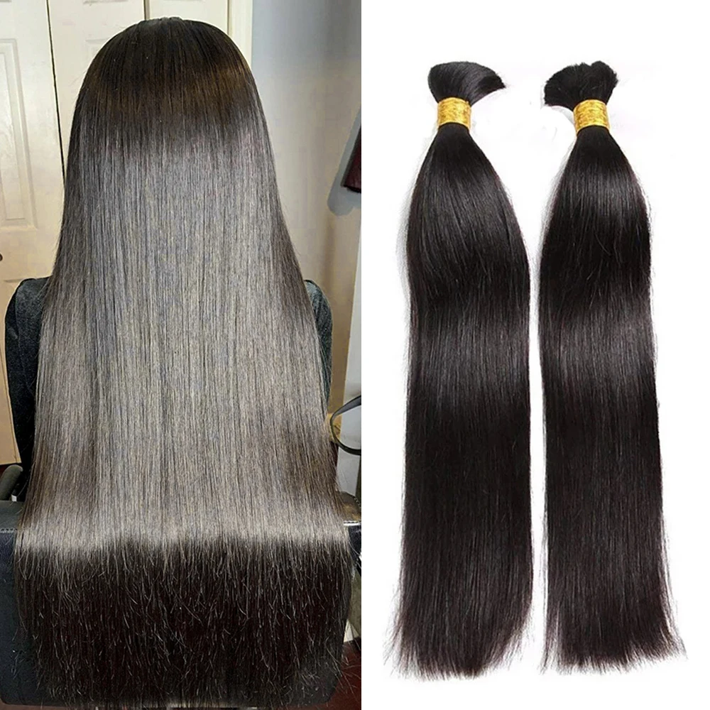 Silky Straight Bulk Hair For Braiding 12 To 32 Inches Brazilian Remy Hair  Crochet Braids No Weft Hair Bulk For Black Women 100g - AliExpress