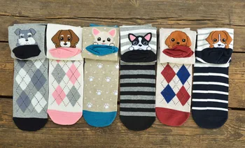 

Unisex Middle Tube Socks Women's And Men's Socks Japanese Style Krajuku Cute Dogs And plaid Socks Happy Funny Socks 2020 New Fas