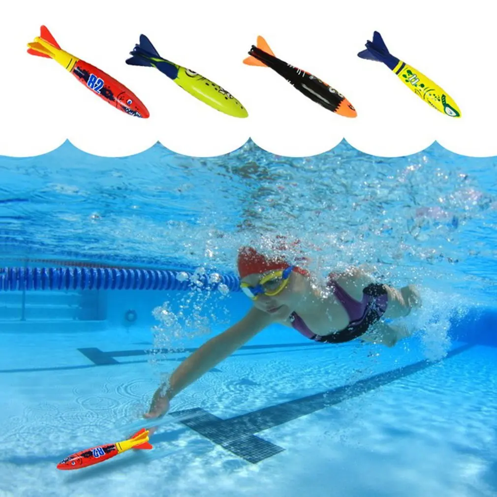 4Pcs/Set Diving Torpedo Underwater Swimming Pool Playing Toy Outdoor Sport Training Tool for Baby Kids Swimming Toy 5 4Pcs/Set Diving Torpedo Underwater Swimming Pool Playing Toy Outdoor Sport Training Tool for Baby Kids Swimming Toy 5