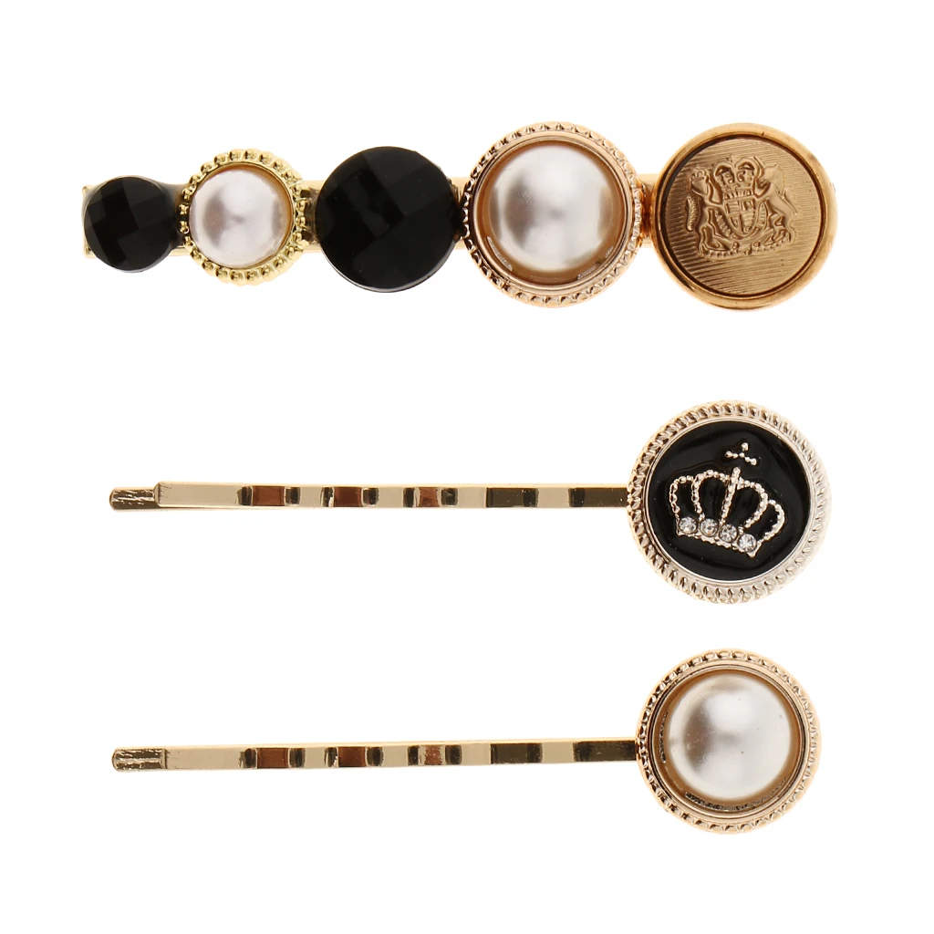 Hair Accessories for  Women Gold Metal Pearl Hair Clips Barrettes Hair Pins 3pcs