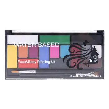 

Face Painting Body Makeup Non Toxic Safe Water Paint with Brush Christmas Halloween Party Tools 15 Colors