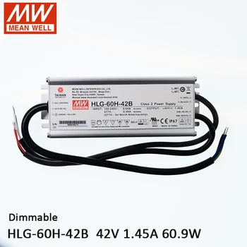 

MEAN WELL DimmableLED driver HLG-60H-42B 60W 42V LED Switch Power Supply 110V/220VAC to 42V DC 1.45A 60W waterproof IP67 Dimming