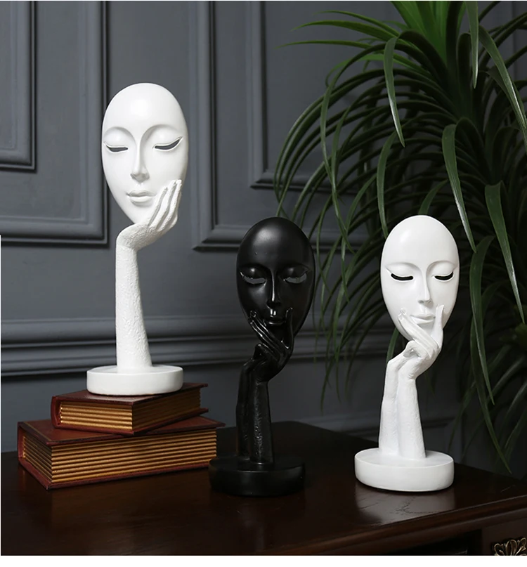 Home Decoration Statue Table Decorations Accessories 3D Face Mask Abstract Sculpture Decorative Art Figurine Living Room Decor (1)