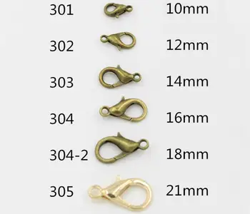 

1000pcs Imitation Rhodium Plated 10mm 12mm 14mm 16mm 18mm 21mm 23mm 24mm Zinc Alloy Lobster Clasps & Hooks Jewelry Finding