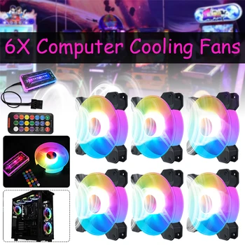 

6pcs RGB Adjust LED Fan Cooler 120mm Cooling Fan PC Computer Case Fan Heatsink Silent For Gaming Case Cooler Fan With Controller