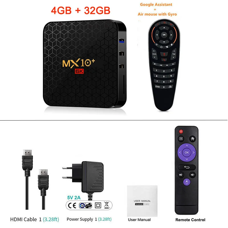 ТВ-бокс MX10 Plus Smart tv Box Android 9,0 Allwinner H6 UHD 4K медиаплеер 6K декодирование изображения 2,4G 5G WiFi USB3.0 Android бокс ТВ - Цвет: 4GB 32GB G30S Air