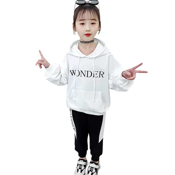 

Big Girls Sport Clothing Coat + Pants Costume For Girls Letter Tracksuit Girl Teenage Children's Tracksuit 6 8 10 12 14